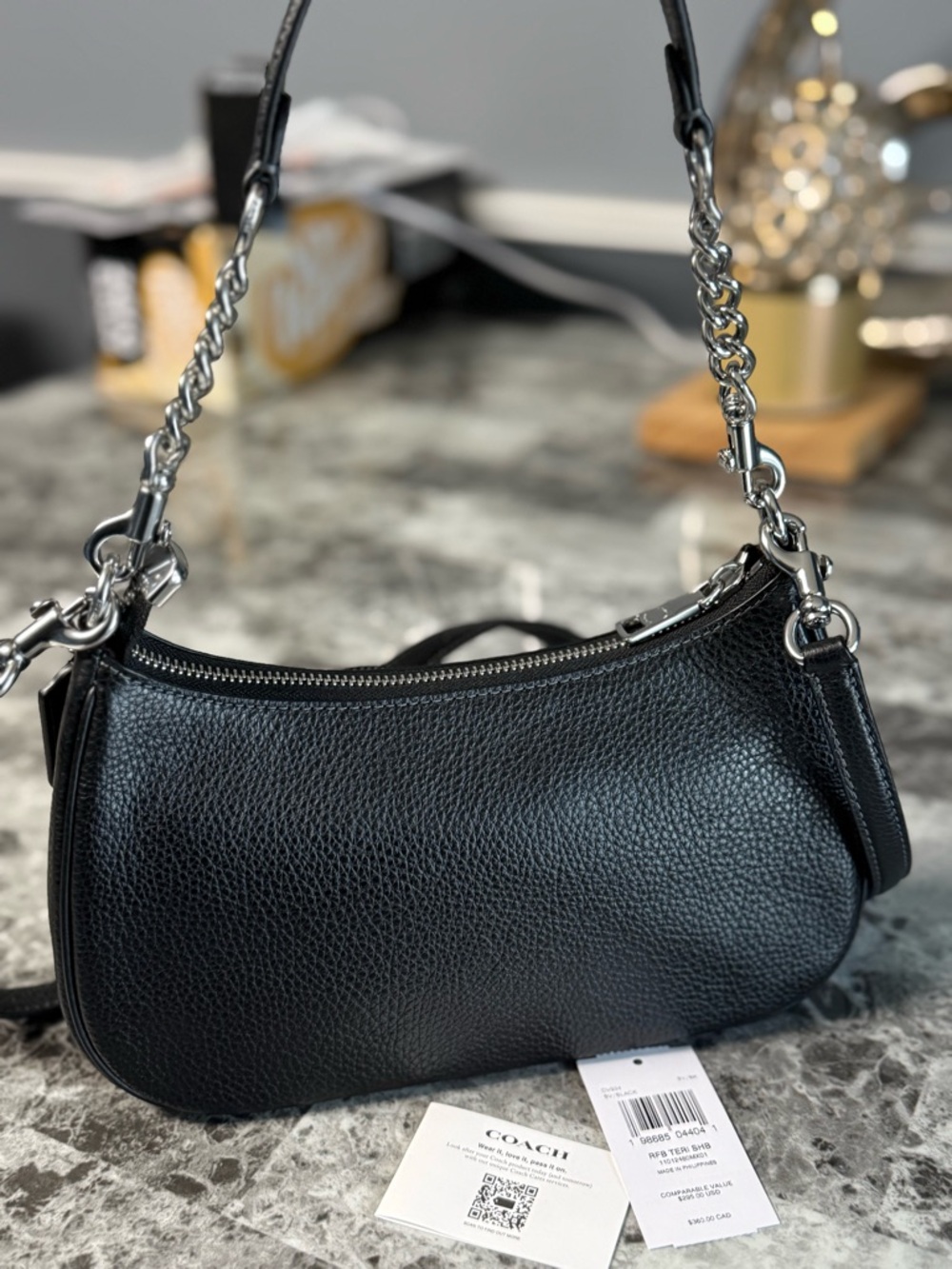 Coach Teri Shoulder Bag Black with Silver Hardware CV934 - Picture 9 of 12